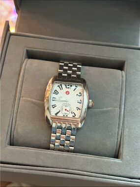 Michele Silver Stainless Steel Watch with White Dial